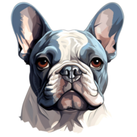 Französisch Bulldogge Hund Hündchen Gemälde Zeichnung Karikatur Stil Logo Illustration Nein Hintergrund perfekt zum drucken auf Nachfrage Fan-Shop ai generativ png