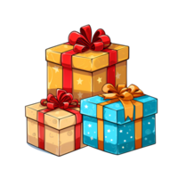 Cartoon Style Christmas Gifts Gift Boxes No Background Perfect for Print on Demand Merchandise AI Generative png