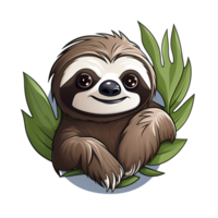 Cartoon Style Sloth Painting Drawing Illustration No Background Perfect for Print on Demand Merchandise AI Generative png