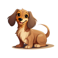 dachshund salsicha cachorro cachorro desenho animado estilo logotipo artístico pintura desenhando ilustração não fundo perfeito para impressão em exigem mercadoria ai generativo png