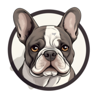 Französisch Bulldogge Hund Hündchen Gemälde Zeichnung Karikatur Stil Logo Illustration Nein Hintergrund perfekt zum drucken auf Nachfrage Fan-Shop ai generativ png