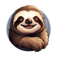 Cartoon Style Sloth Painting Drawing Illustration No Background Perfect for Print on Demand Merchandise AI Generative png