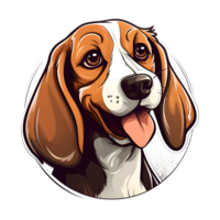 beagle cane cucciolo cartone animato stile logo pittura disegno illustrazione no sfondo Perfetto per Stampa su richiesta merce ai generativo png