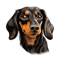 dachshund salsicha cachorro cachorro desenho animado estilo logotipo artístico pintura desenhando ilustração não fundo perfeito para impressão em exigem mercadoria ai generativo png