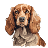 Engels springer spaniel hond puppy artistiek stijl schilderij tekening tekenfilm stijl illustratie Nee achtergrond perfect voor afdrukken Aan vraag naar handelswaar ai generatief png