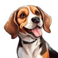 Beagle Dog Puppy Cartoon Style Logo Painting Drawing Cartoon Style Illustration No Background Perfect for Print on Demand Merchandise AI Generative png