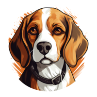 beagle cane cucciolo cartone animato stile logo pittura disegno illustrazione no sfondo Perfetto per Stampa su richiesta merce ai generativo png