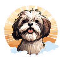 shih tzu cachorro cachorro desenho animado estilo pintura desenhando não fundo perfeito para impressão em exigem mercadoria ai generativo png