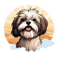 Shih Tzu Puppy Dog Cartoon Style Painting Drawing No Background Perfect for Print on Demand Merchandise AI Generative png