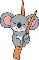 Cute koala holding a wooden stick. Vector illustration in cartoon style.