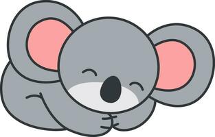 Cute koala sleeping on white background. Vector illustration in cartoon style.