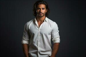 handsome indian nationality man model portraits looking at camera photo