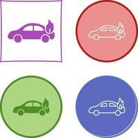 coche único en icono de vector de fuego