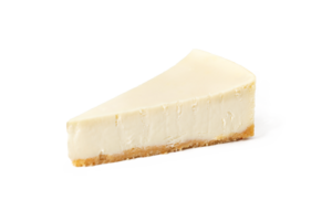 Slice of classical cheesecake new york vanilla  isolated top view png