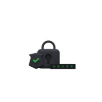 unique 3d rendering security shield lock check mark.Trendy and modern in 3d style. png