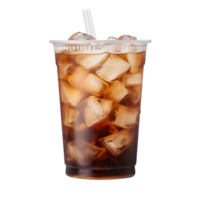 Closeup cold brew iced americano coffee isolated on transparent background. AI Generated png