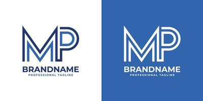 Letter MP Line Monogram Logo, suitable for business with MP or PM initials. vector