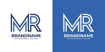 Letter MR Line Monogram Logo, suitable for business with MR or RM initials. vector