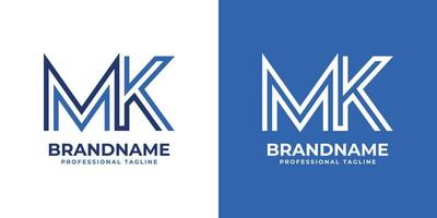 Letter MK Line Monogram Logo, suitable for business with MK or KM initials. vector
