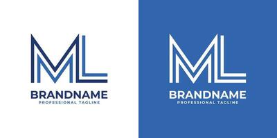 Letter ML Line Monogram Logo, suitable for business with ML or LM initials. vector