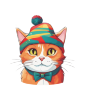 AI Generative Christmas Santa Cat Clipart Illustration for Print on Demand Business is Also perfect for any other project png