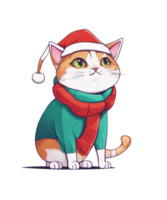 AI Generative Christmas Santa Cat Clipart Illustration for Print on Demand Business is Also perfect for any other project png
