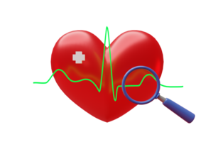 Heart beat rate with magnifying glass png