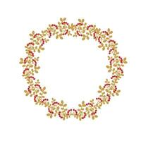 Christmas wreath with holly berries, mistletoe, pine and spruce branches, rowan berries. Merry Christmas and Happy New Year. Vector EPS10