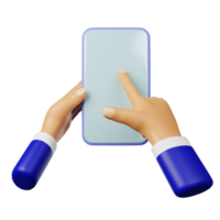 3d holding handphone and click png