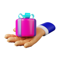 3d hand gift box png