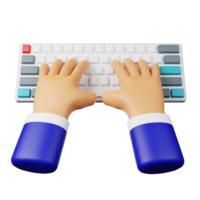 3d hand typing png