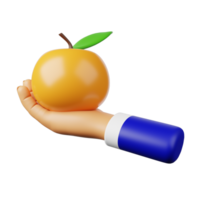 3d icon hand holding orange png