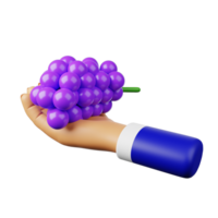 3d ícone mão uvas png