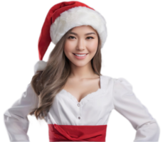 Christmas Santa Claus Woman Smiling on Transparent Background - AI generated png