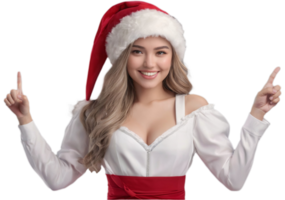 Natal santa claus mulher sorridente em transparente fundo - ai gerado png