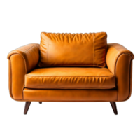 verzameling van luxueus elegant knus leer gevormde sofa met kussens geïsoleerd Aan transparant achtergrond PNG ai generatief