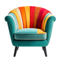 Colourful Retro vintage armchairs single seat sofas isolated on transparent background PNG AI Generative
