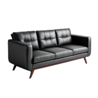 Sammlung von luxuriös elegant gemütlich Leder gemustert Sofa mit Kissen isoliert auf transparent Hintergrund png ai generativ