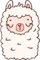 Cute Alpaca face cartoon drawing outline png