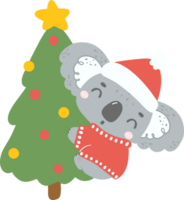 Cute Christmas Koala on tree png