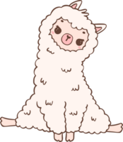 Cute Alpaca cartoon animal drawing outline png