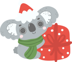 söt jul koala med santa hatt tecknad serie illustration png