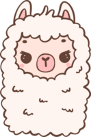 Cute Alpaca face cartoon drawing outline png