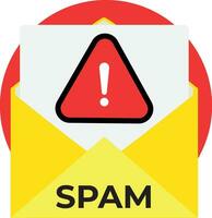 SPAM email vector icon. Advertising, phishing, distribution of malware through spam messages. Spam email message distribution, malware spreading virus