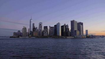 Manhattan Urban Cityscape at Morning Twilight. New York City. View From the Boat. Unites States of America video