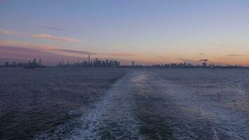 New York Manhattan and Jersey City Urban Skyline in the Morning. View From the Boat. Unites States of America video