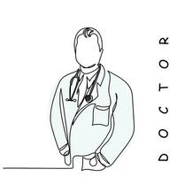 Continuous line art of doctors. vector