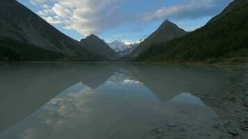 Lake Akkem and Mount Belukha in the Summer Day. Altai Mountains. Siberia, Russia video