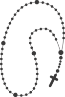 Rosary beads silhouette. Prayer jewelry for meditation. Catholic chaplet with a cross. Religion symbol. png