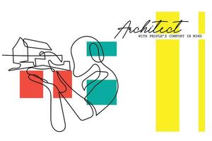 Continuous line art of architects.  Engineer line art. vector